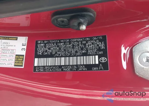 2015 Scion Tc из США, поврежденный, VIN JTKJF5C72FJ012851